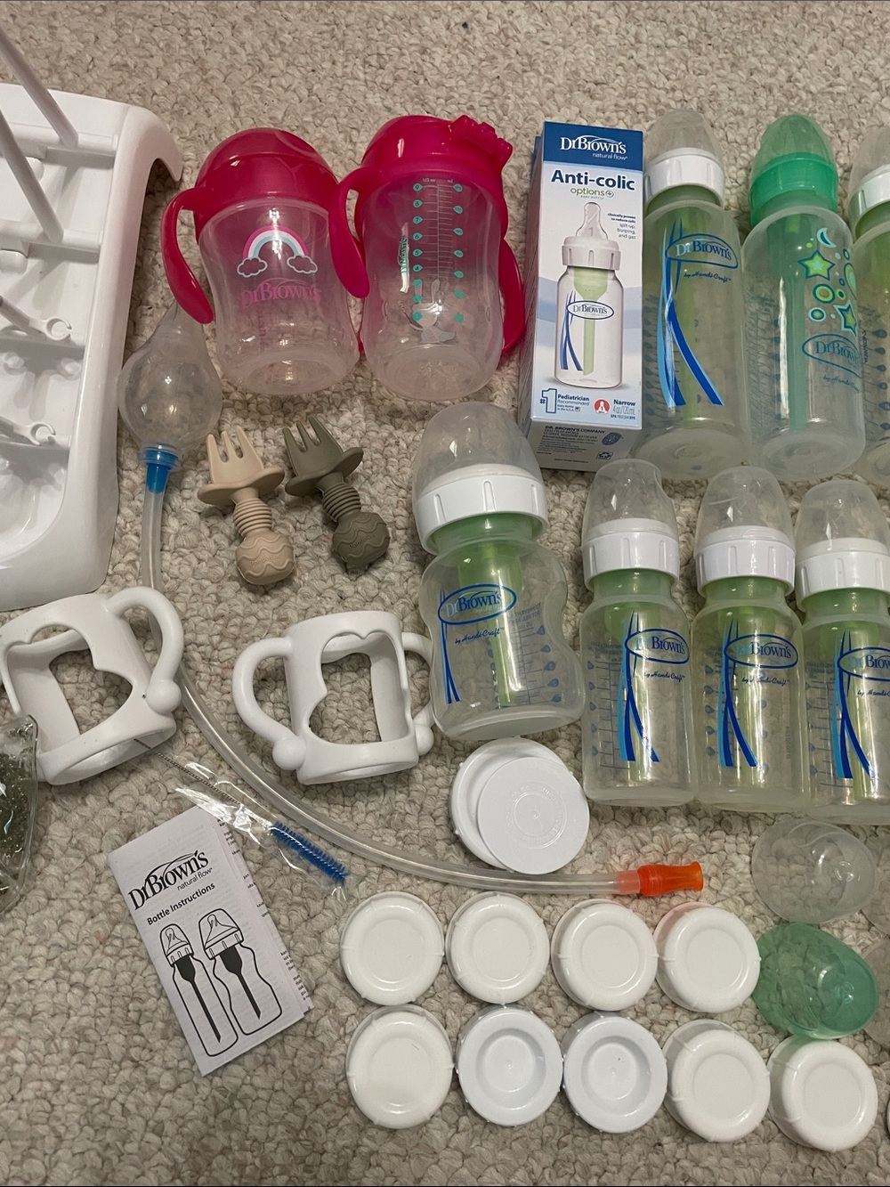Huge lot of Dr. Brown's baby bottle sets with many accessories - Green & Clear - Picture 3 of 10